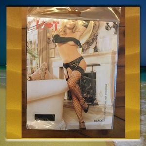 Thigh High Fishnet Stockings,Black,OS fits most